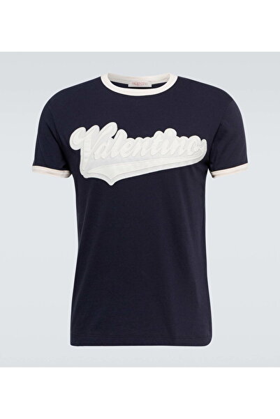 Valentino Roma Varsity Logo Printed Cotton Jersey T-Shirt