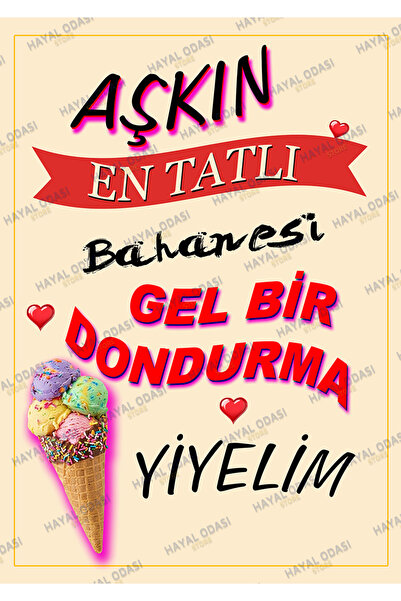 HAYAL ODASI STORE Aşkın En Tatlı Bahanesi Dondurma Yazılı Mutfak Duvar Dekor ...