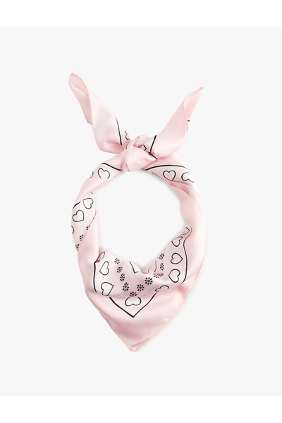 Koton Hearted Square Satin Scarf