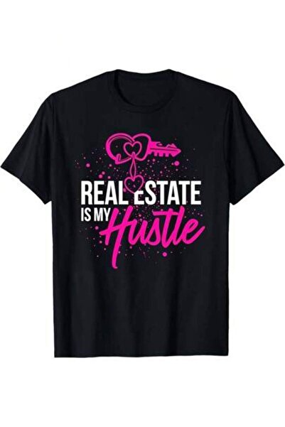 9TAY Hustle Graphic T-Shirt Black With Pink Lettering Real Estate Agent Desig...