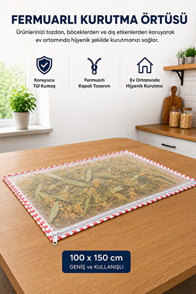 Magiclady 100x150 cm Fermuarlı Tül Kurutma Örtüsü – Toz ve Böceklere Karşı Ko...