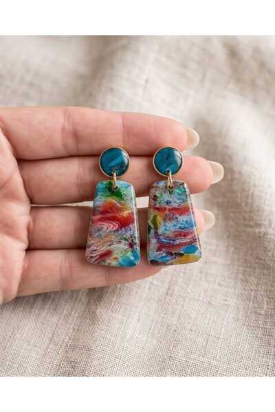 Dodemert Home Cosmic Fire Wave Polymer Clay & Epoxy Handmade Earrings