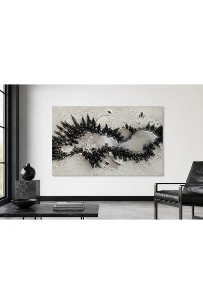 FTRMALZEMECİM PREMİUM Siyah Kristal Geçit Soyut Sanat Çerçevesiz Kanvas Tablo