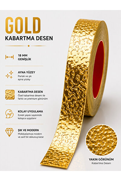 dekorfuga 18 MM ( 5 MT ) Gold Kabartmalı Kendinden Yapışkanlı Mobilya Kenar Ş...