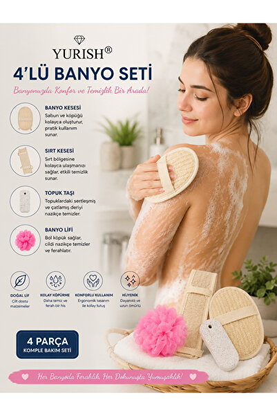 YURISH 4'LÜ BANYO SETİ Doğal Bakımın En Konforlu Hali