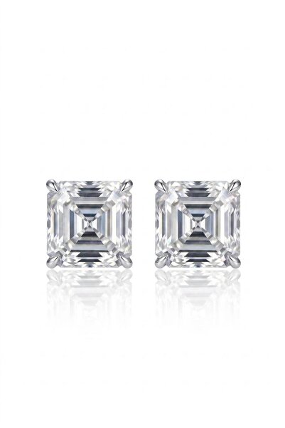 MEETMAY 18K Gold Plated S925 Silver Asscher Cut Moissanite Stud Earrings - 0....