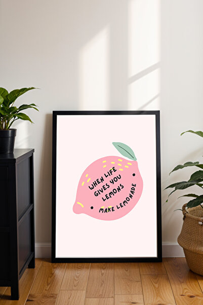 dudekohome Pembe Limon Motivasyon Sözü Poster Çerçeveli Tablo Mutfak Duvar De...