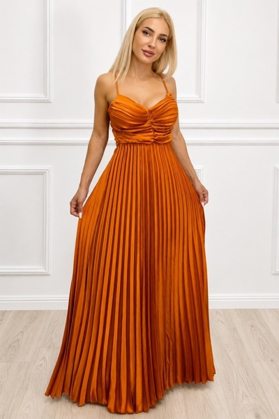 FashionForYou Μακρύ πλισέ φόρεμα NYSA UNI, με δέσιμο στην πλάτη, ARAMIU, Μέγε...