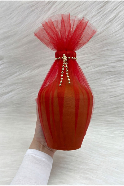 ZEYMERADE Red Test, Plain Henna Night Cube with Tulle, Wedding Bride Groom Br...