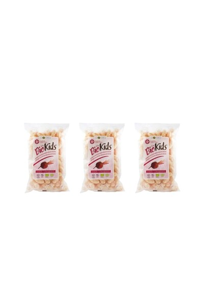 Generic Brand Pachet 3 x Pufuleti bio cu sfecla rosie, 55g Biokids