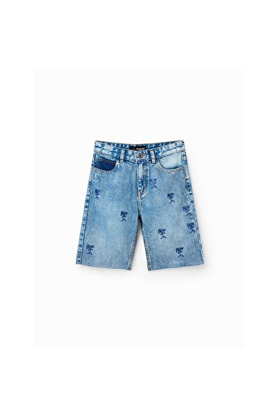 Desigual Pantaloni scurți din denim pentru băieți 23SBDD01 Albastru