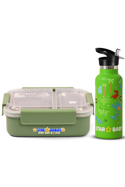 STAR BABiES Premium SS304 Stainless Steel Bento Box with Dual Compartments & ...