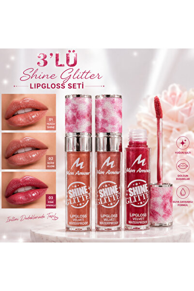 ROWENAROSE 3'LÜ SHINE GLİTTER LIPGLOSS SETİ