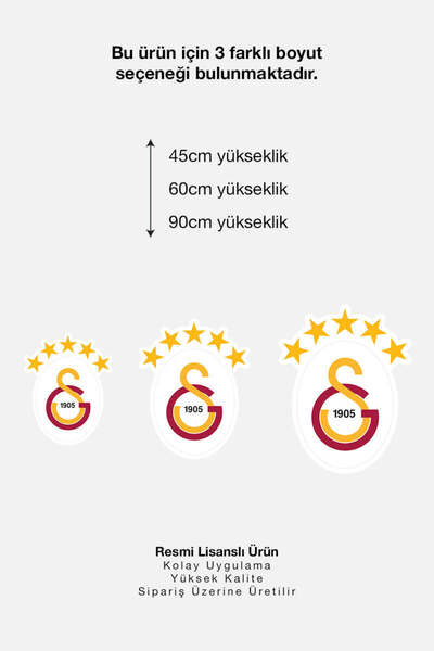 Galatasaray Wall Sticker 5 Star Emblem 60 cm - Licensed Original