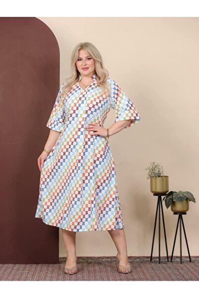 AFandina Midi Linen Jalabiya with Trendy Colorful Prints Rtr-10