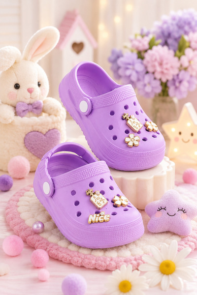 babelia Children's Slippers with Butterfly Accessories, Lightweight, Non-Slip...