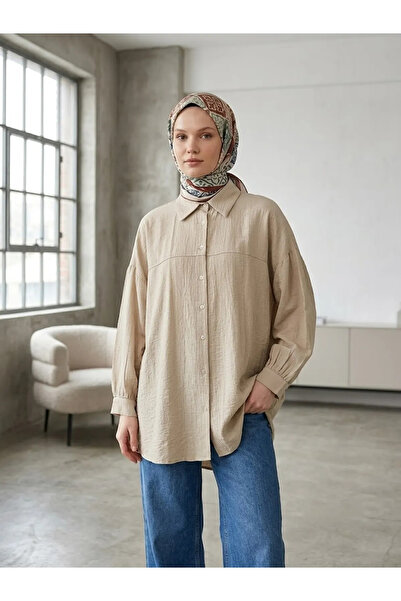 Foremia Front Robe Detailed Tunic-Beige