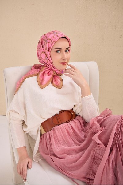Silk Home Twill İpek Eşarp Barok Pembe 90x90