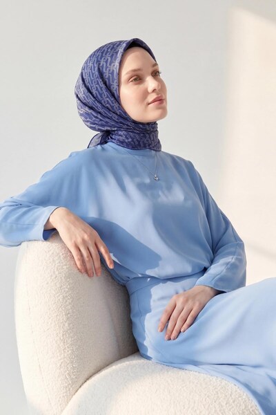 Silk Home Soft Eşarp Zincir Desen Gece Mavisi 90x90