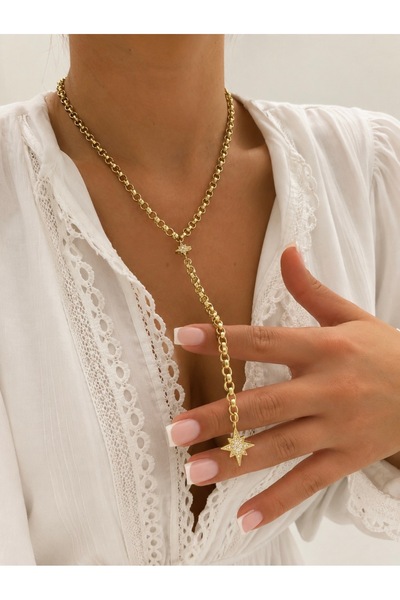 GLARE JEWELRY CO North Star Detailed Premium Quality Design Y Necklace Stainl...