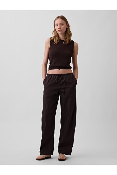 GAP Kadın Kahverengi Poplin Easy Barrel Pantolon