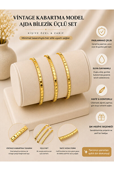 LUMİERE JEWELRY BURGU MODEL 3’LÜ ÇELİK AJDA SET