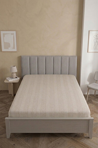 Loyal Home Cotton, Jacquard Elastic Bed Sheet Beige