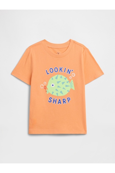 GAP Erkek Bebek Turuncu Grafik Baskılı T-Shirt