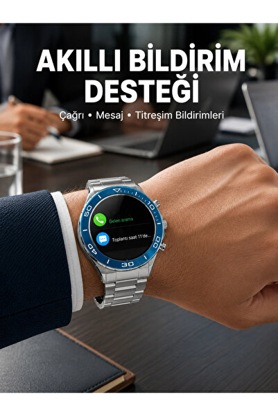 Epilons Akıllı Saat Çelik Kordonlu Amoled Ekran Android Ve İos Uyumlu Çağrı C...