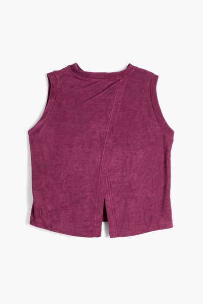 İpekçi Otantik Terry Flow Modal Back Detailed Women's Sleeveless T-Shirt Purple