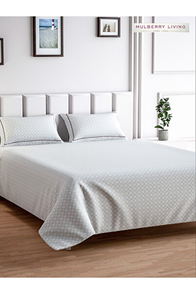 Mulberry Living By Styli ملاءة سرير مسطحة من القطن 100% مقاس كوين مع غطاءين ل...