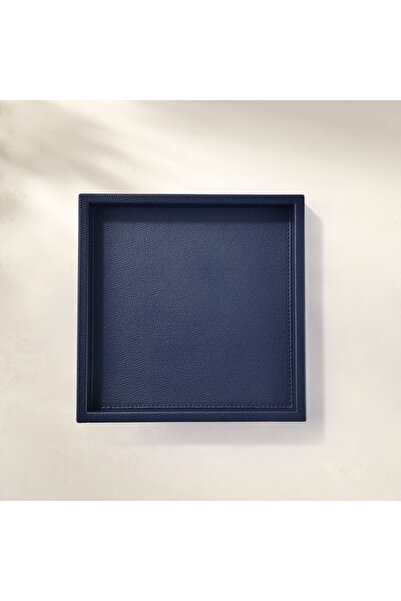 Qua Home Ryta Dekoratif Deri Tepsi Lacivert 22x22x2,5 Cm