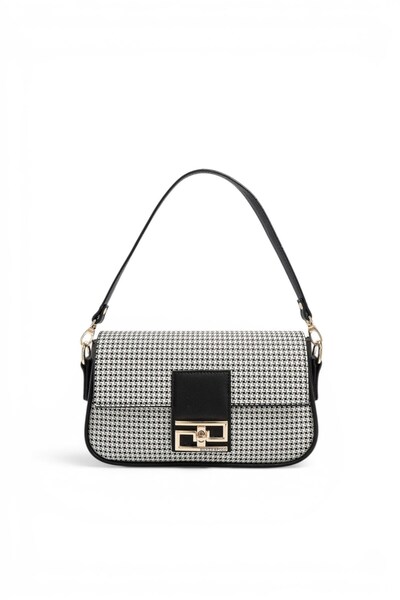 Silver Polo Black - Black Houndstooth Plaid Women's Shoulder Bag Sp1179