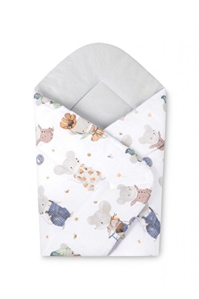 Sensillo Paturica de infasat bebelusi Mouse Grey 75x75 cm din bumbac,inchider...