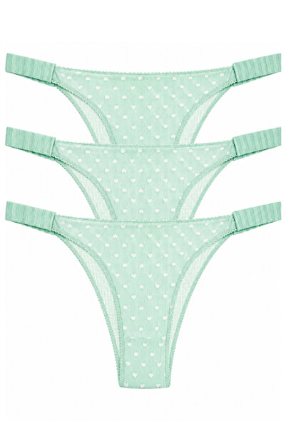 Vanilya Secret Kalp Baskılı Brazilian İpli Bikini 3 Lü Paket