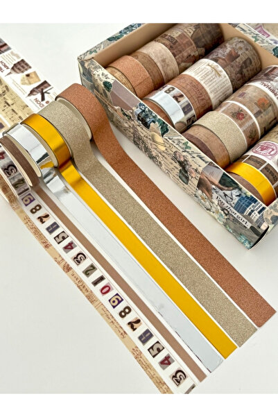Kağıt Gemi Dükkan Vintage Old World Memories 24'lü Dekoratif Washi Bant Koleksiyon Seti/Washi Tape/Desenli Bant