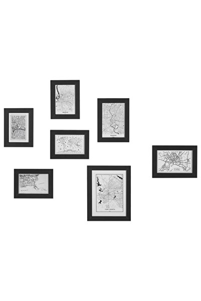 OEM Set de 7 rame foto Re-Bloom Denkoro, MDF/hârtie, 8x9 cm, ramă de 2cm, negru