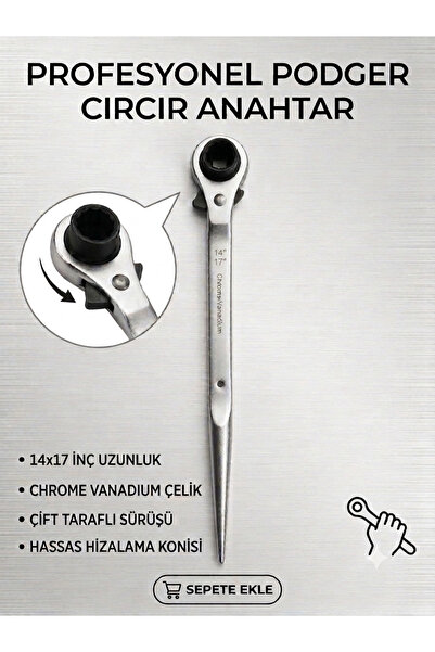 CHROME VANADIUM Sağ sol cırcırlı iskele tipi LOKMA ANAHTAR 14*17
