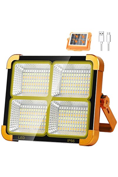ROZIA Solar LED Light Çakarlı Solar Projektör- Powerbank Kamp- Dış Mekan Güneş Enerjili 12000MAH- Usb Çıkışlı