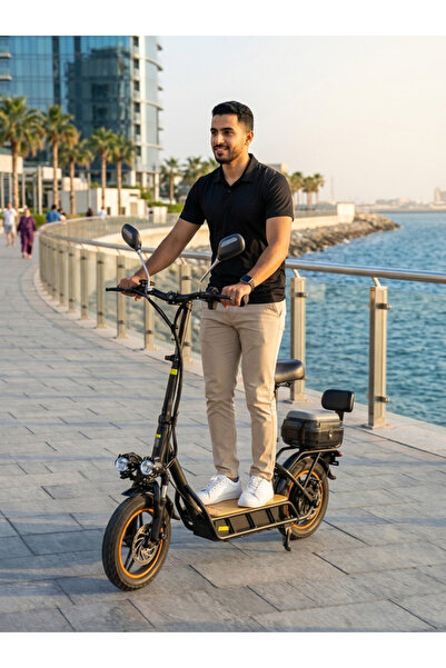 NEW SPEED سكوتر كهربائي بمحرك 800W وكفر 14 انش وأرضية خشبية ومقعد وشنطة خلفية