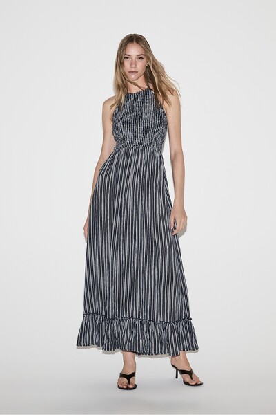 LEFTIES Halter yaka midi elbise