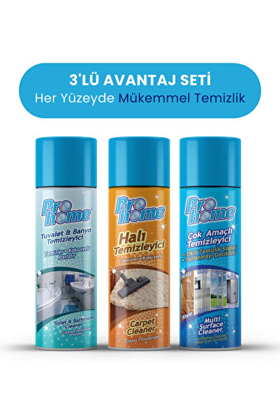 Tuvalet & Banyo Temizleyici köpük + Çok Amaçlı Temizleyici Köpük + Halı Temizleyici Köpük 275ml