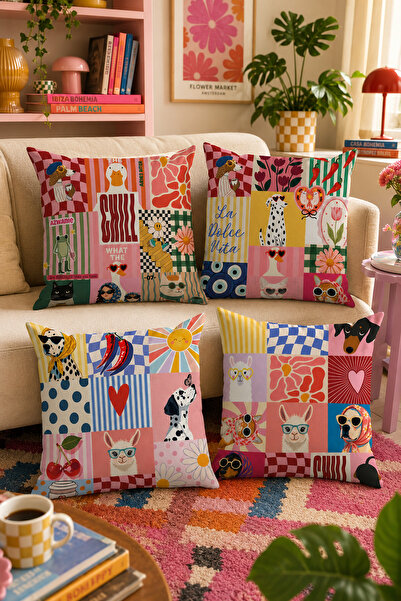 Evdek Double-Sided Printed 4-Piece Throw Pillow Cover 6Etd3