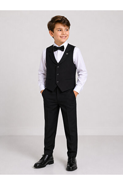 Trendline Trend Boys Black Bow Tie Tuxedo Suit