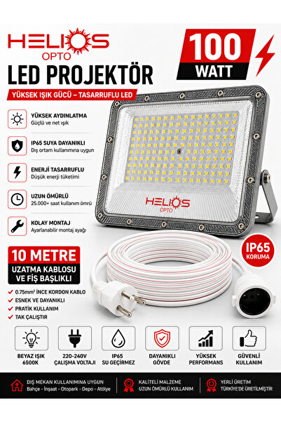 Helios led projektör+10 metre uzatma kablosu