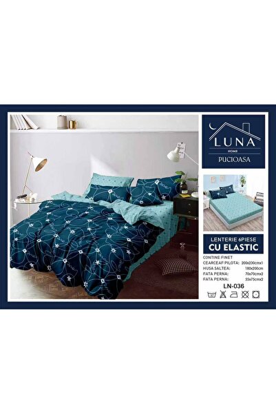 Pucioasa Lenjerie de Pat Finet Gros 6 Piese Cearceaf cu Elastic 180x200 cm