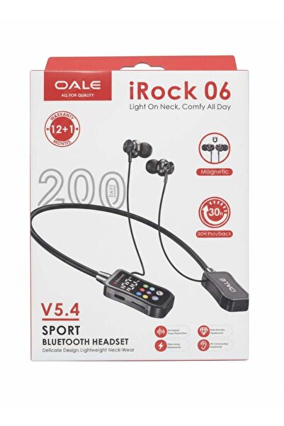 OALE iRock 06 V5.4 Sport Bluetooth Headset with Magnetic Design, Neckband, 30...