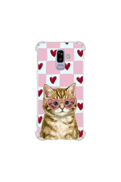 PrintiFy Samsung Galaxy J8 2018 ile Uyumlu Pembe Pötikare Serisi Çapkın Mırna...
