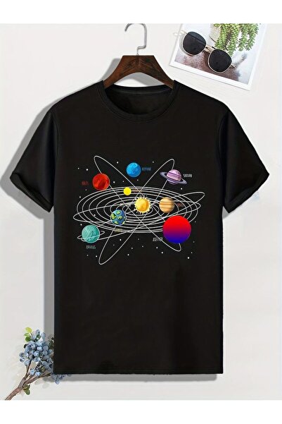 TİMİSİVA Children's Printed Crew Neck Short Sleeve Black T-Shirt