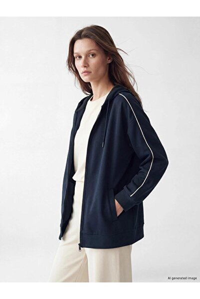 LC Waikiki Hooded Oversize Women's Zippered Sweatshirt (W6)